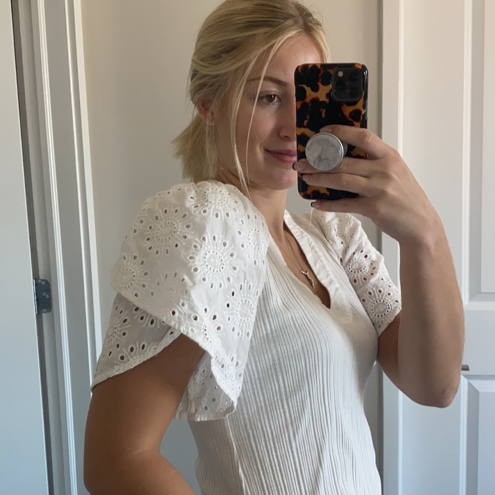 ANTHROPOLOGIE cream puff sleeve top